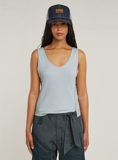 Asymmetrical Zip Slim Tank Top
